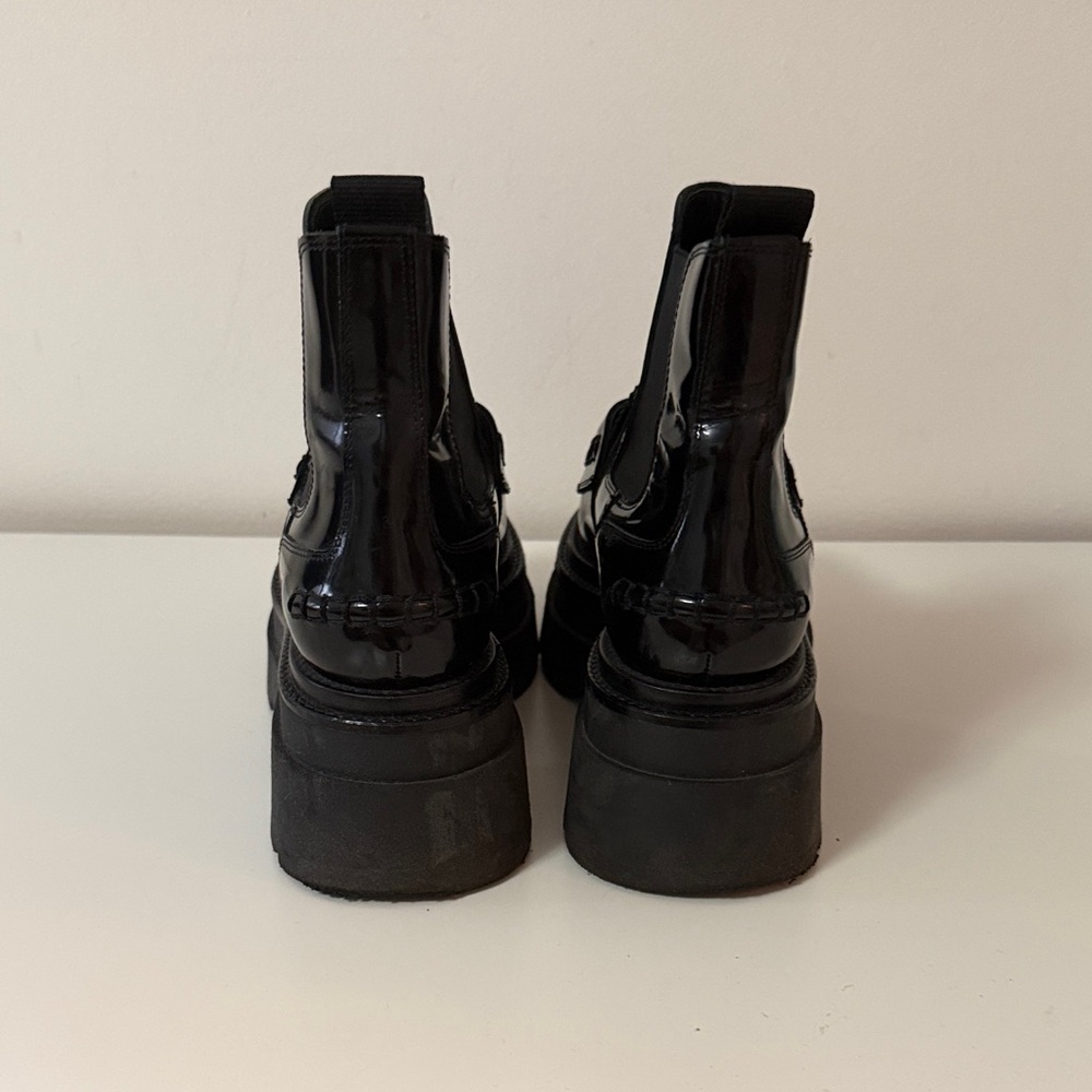 Alexander Wang Carter Leather Black Platform Ankle Boots - Picture 4 of 5